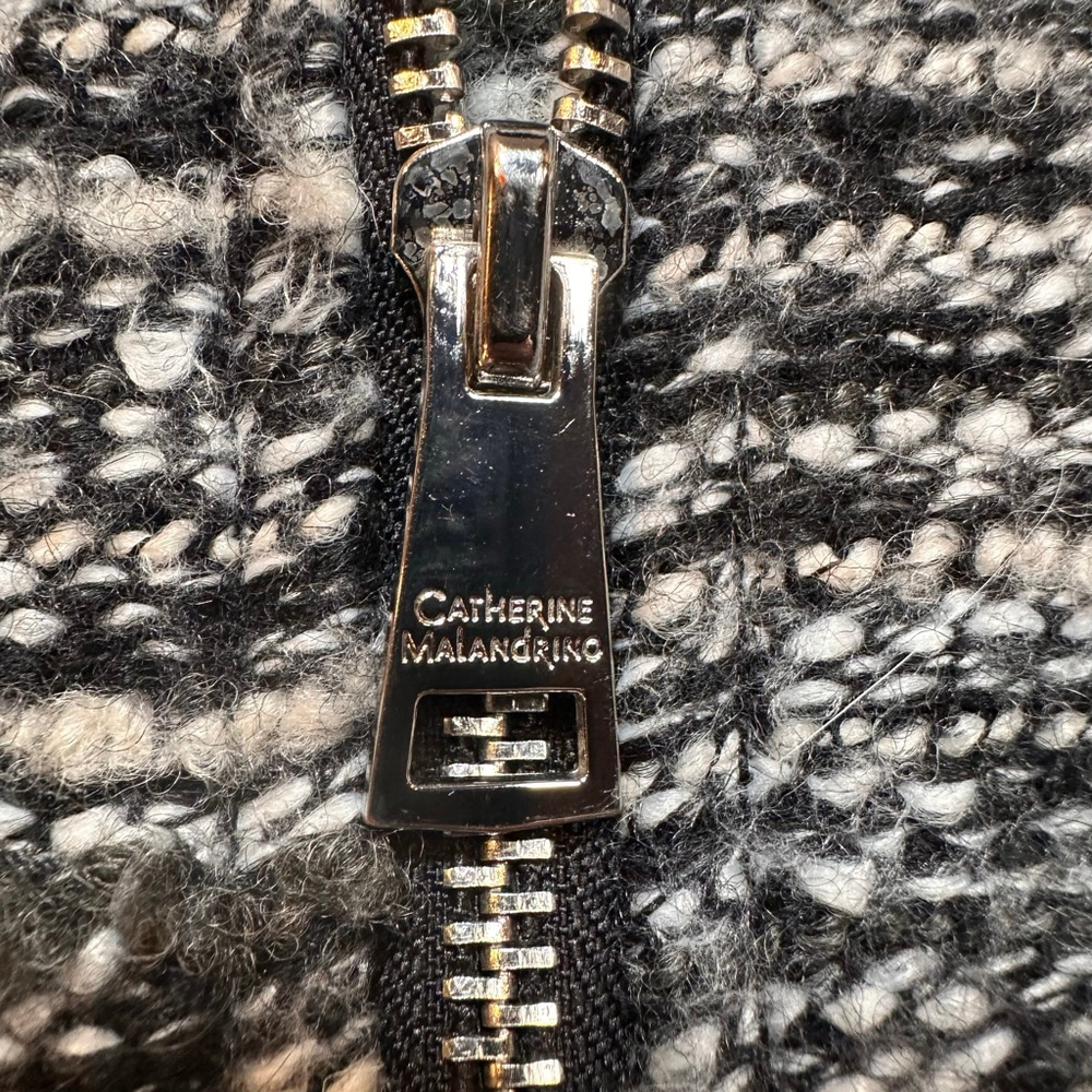 Catherine Malandrino Black White Boucle Hooded Belted Coat | Minimal Luxe Winter - Picture 10 of 13